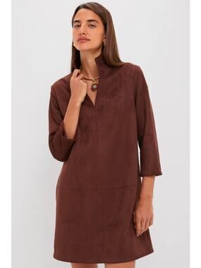 NWT Tuckernuck Suede Clifton 3/4 Sleeve A-Line Mini Dress Ganache Women's XXL